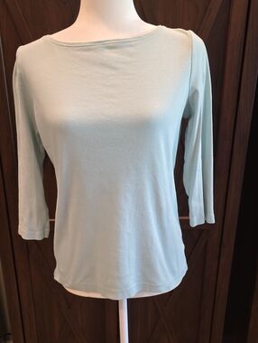 Talbots Light Mint Boatneck There Quarter Sleeve Tee